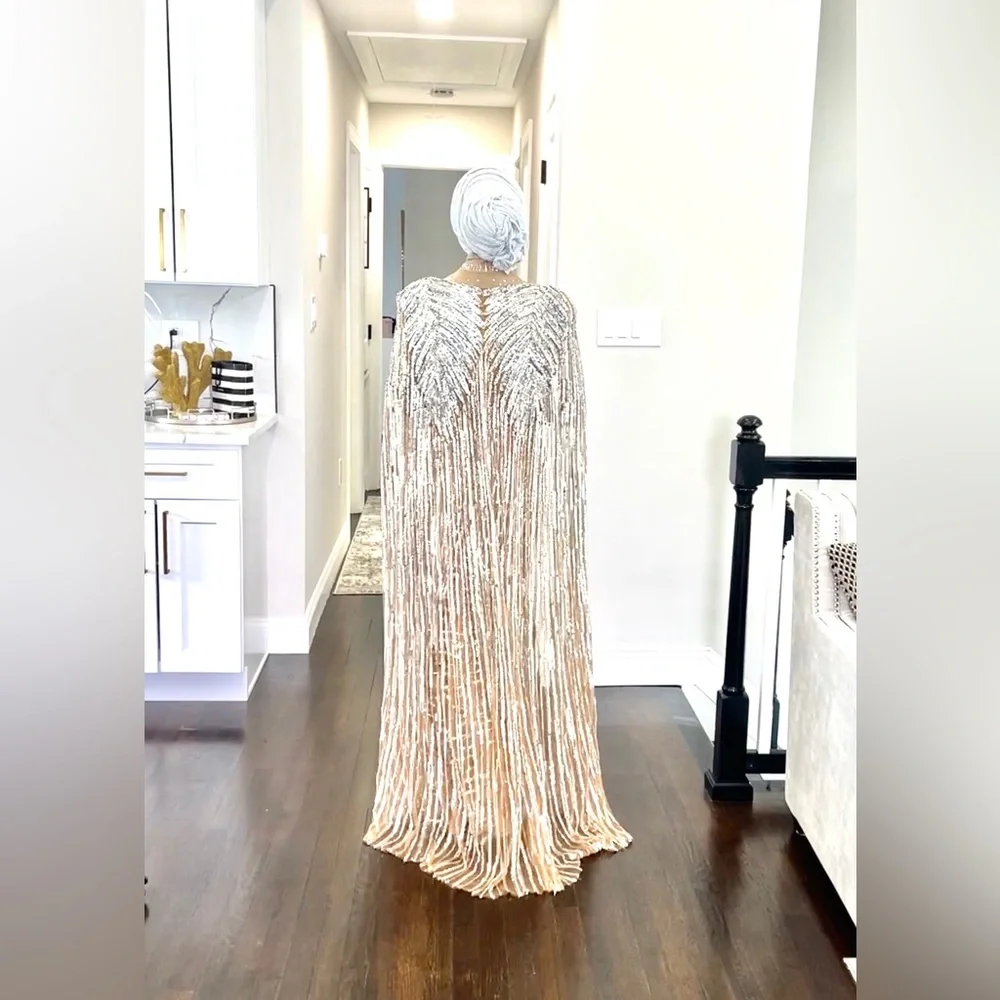 Gorgeous Silver Couture Cap Gown - Picture 6 of 6